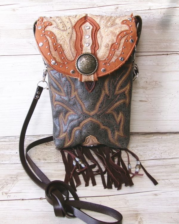 Cowboy Boot Crossbody Hipster Bag with Fringe HP1082