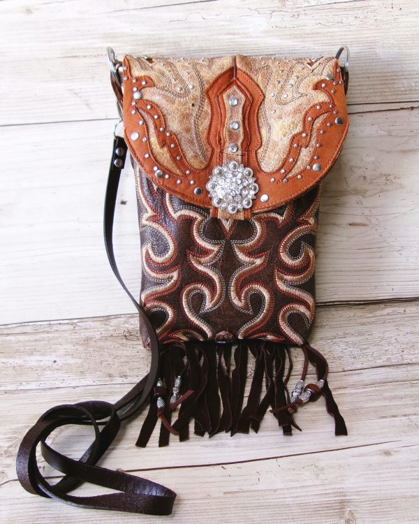 Cowboy Boot Crossbody Hipster Bag with Fringe HP1086