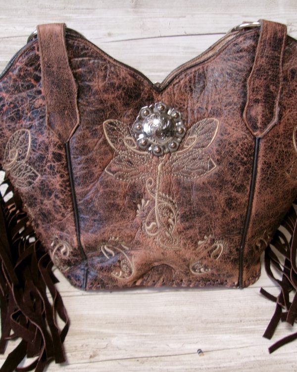 Double Cowboy Boot Purse with Fringe DB355