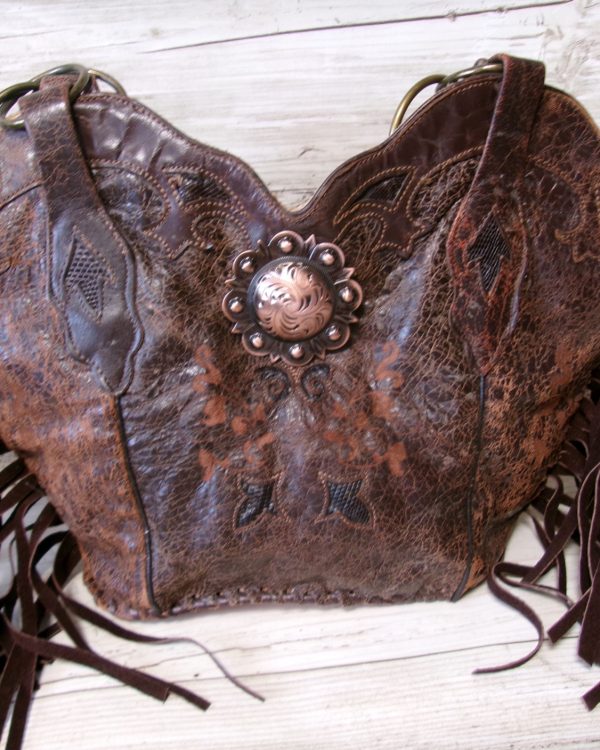 Double Cowboy Boot Purse with Fringe DB356