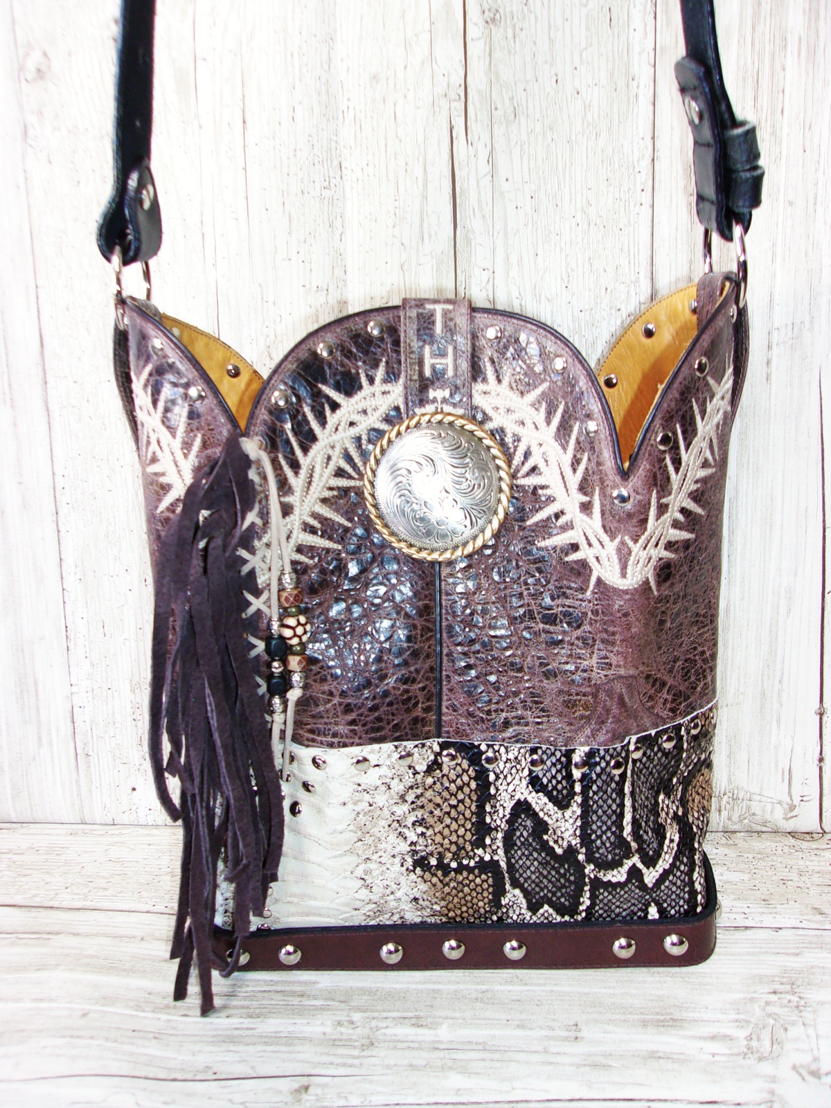 Top Shelf Cowboy Boot Purse with Fringe TS291