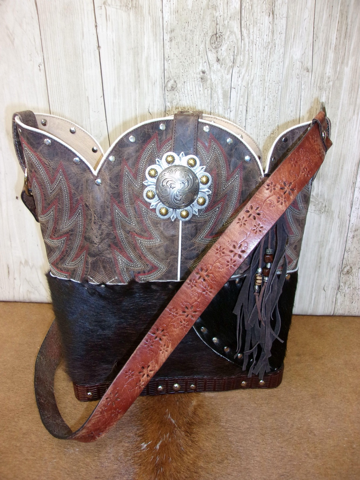 Top Shelf Cowboy Boot Purse with Fringe TS301