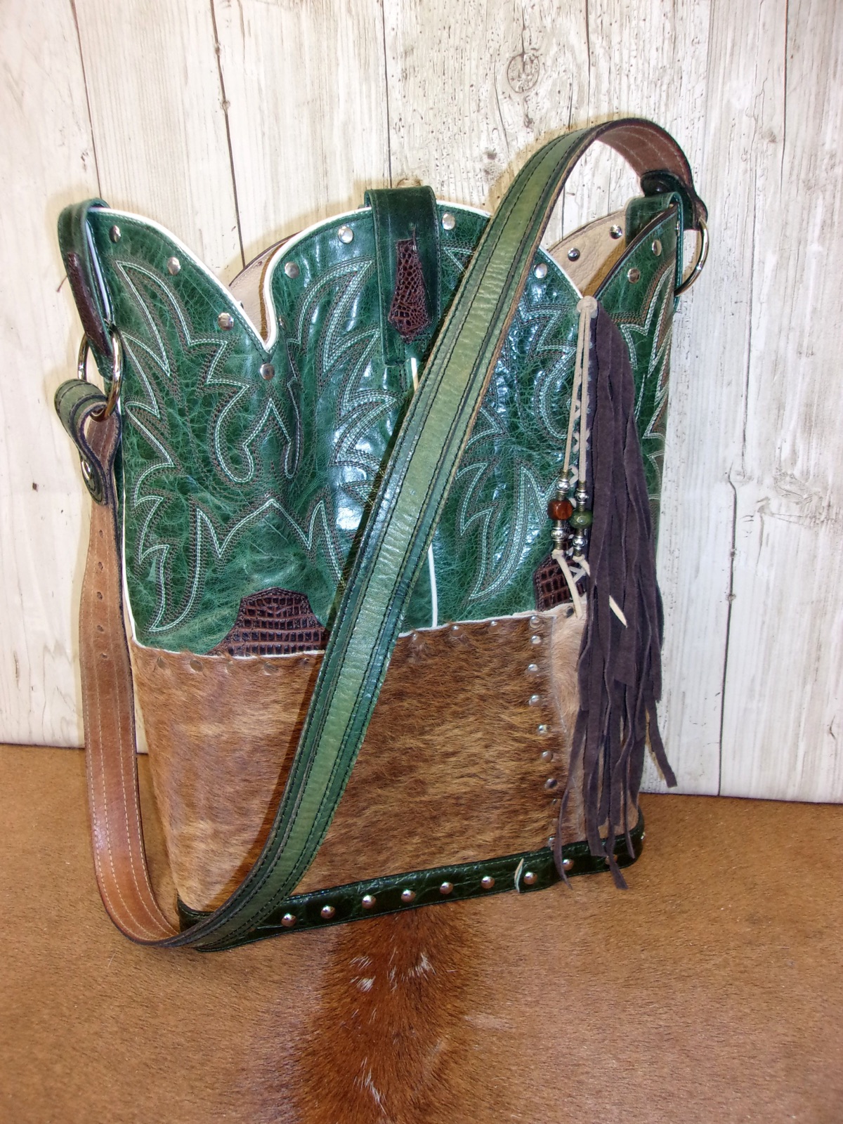 Top Shelf Cowboy Boot Purse with Fringe TS309